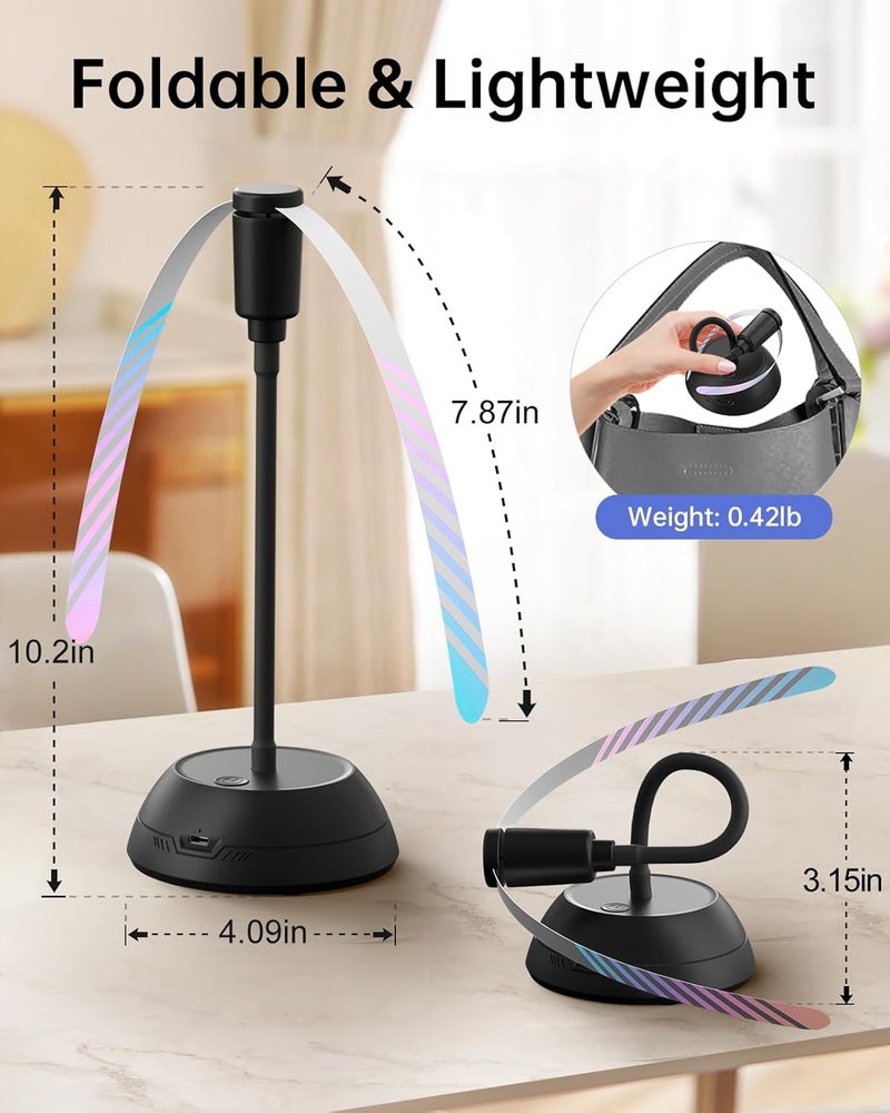 Edvision 4PCS Food Fan for Table, 2000mAh Rechargeable Portable Tabletop Fans with Holographic Blades and 360° Goose-Neck, Table Food Spinner Quiet for Picnic, Home, Party, BBQ(Black) - Image 2
